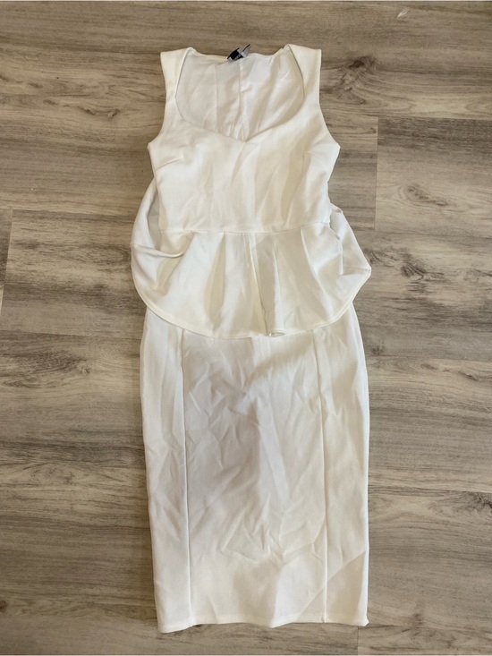 ASOS Dresses & Skirts - ASOS Sleeveless White Peplum Midi Dress